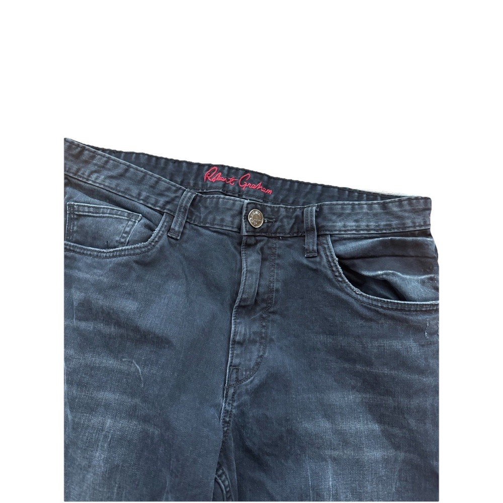 Robert‎ Graham Classic Yates Jeans Mens 34 Regular Fit Gray/Black Denim 5 Pocket